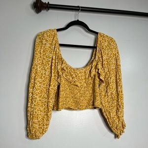 Yellow long sleeve Flowery Top!